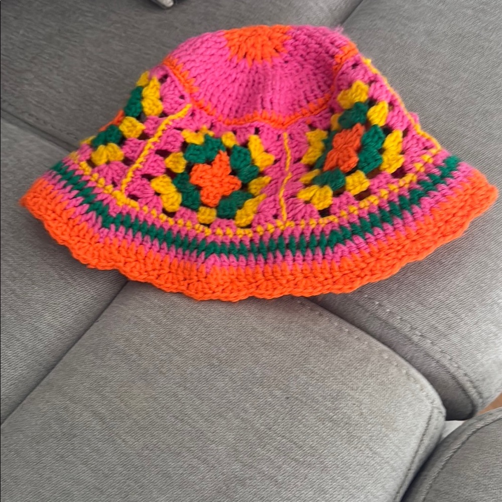 Colorful bucket hat Hand Crochet Hat M 1of1